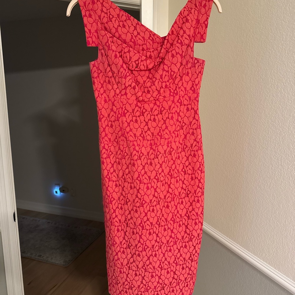 Black Halo Red Floral Midi Dress